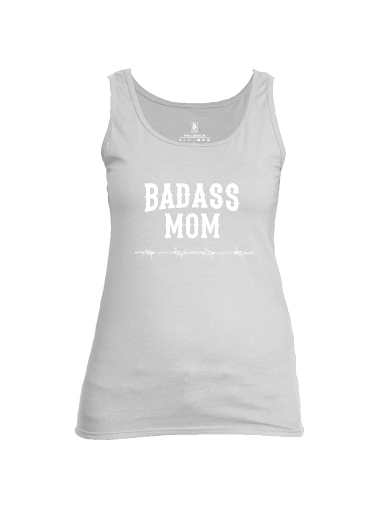 Battleraddle Badass Mom White Sleeves Women Cotton Cotton Tank Top