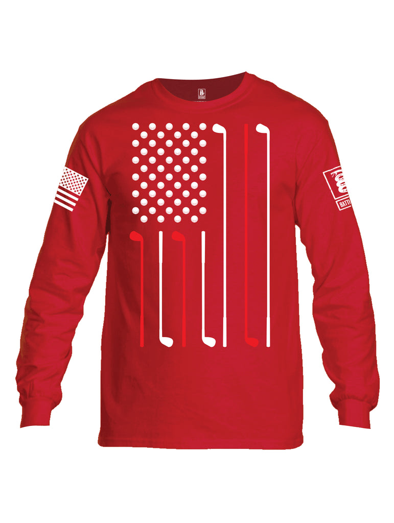 Battleraddle Golf Flag White {sleeve_color} Sleeves Men Cotton Crew Neck Long Sleeve T Shirt