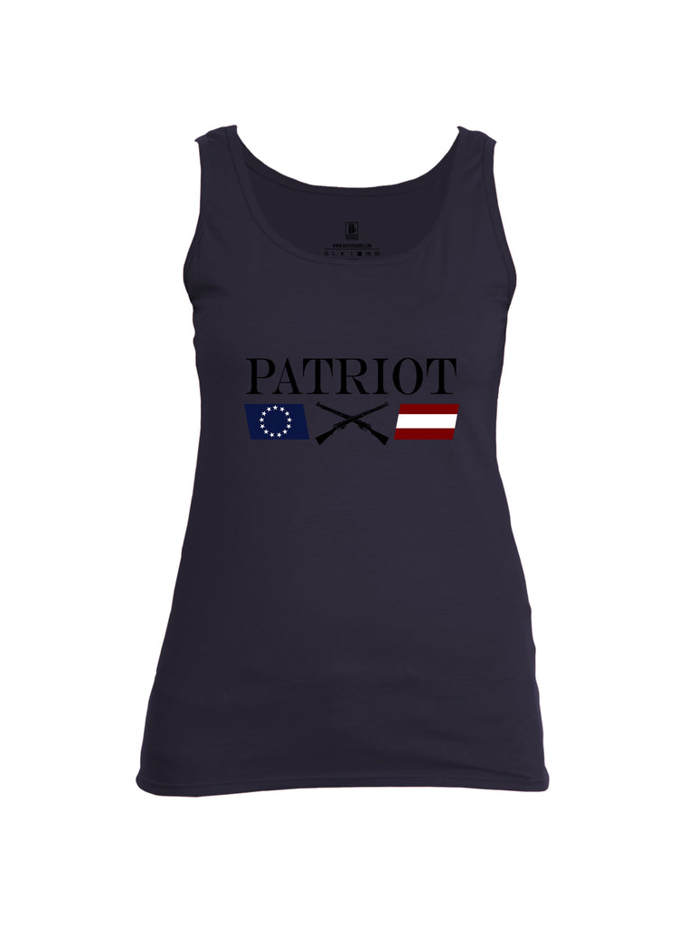 Battleraddle Patriot Rifle Flag Black {sleeve_color} Sleeves Women Cotton Cotton Tank Top