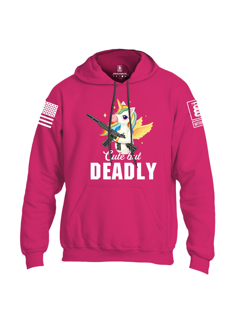 Battleraddle Cute But Deadly White Sleeves Uni Cotton Blended Hoodie With Pockets