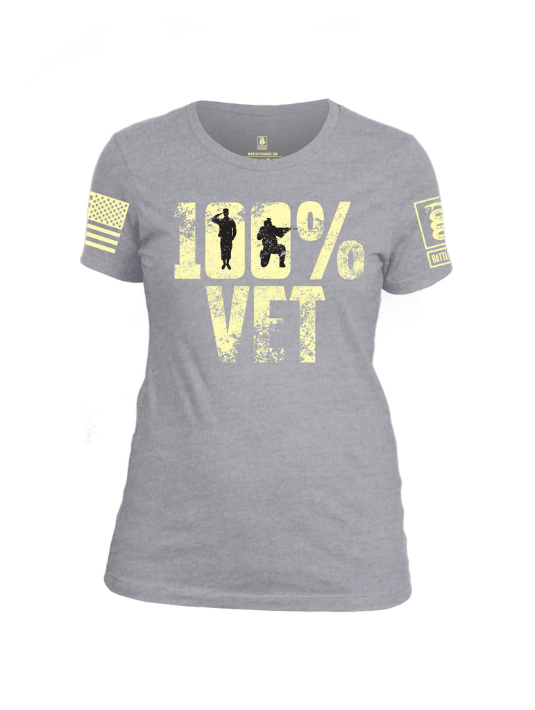 Battleraddle 100% VET Beige Sleeve Print Womens Cotton Crew Neck T Shirt - Battleraddle® LLC
