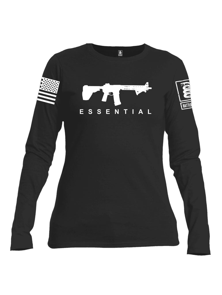 Battleraddle Ar15 Essential White {sleeve_color} Sleeves Women Cotton Crew Neck Long Sleeve T Shirt