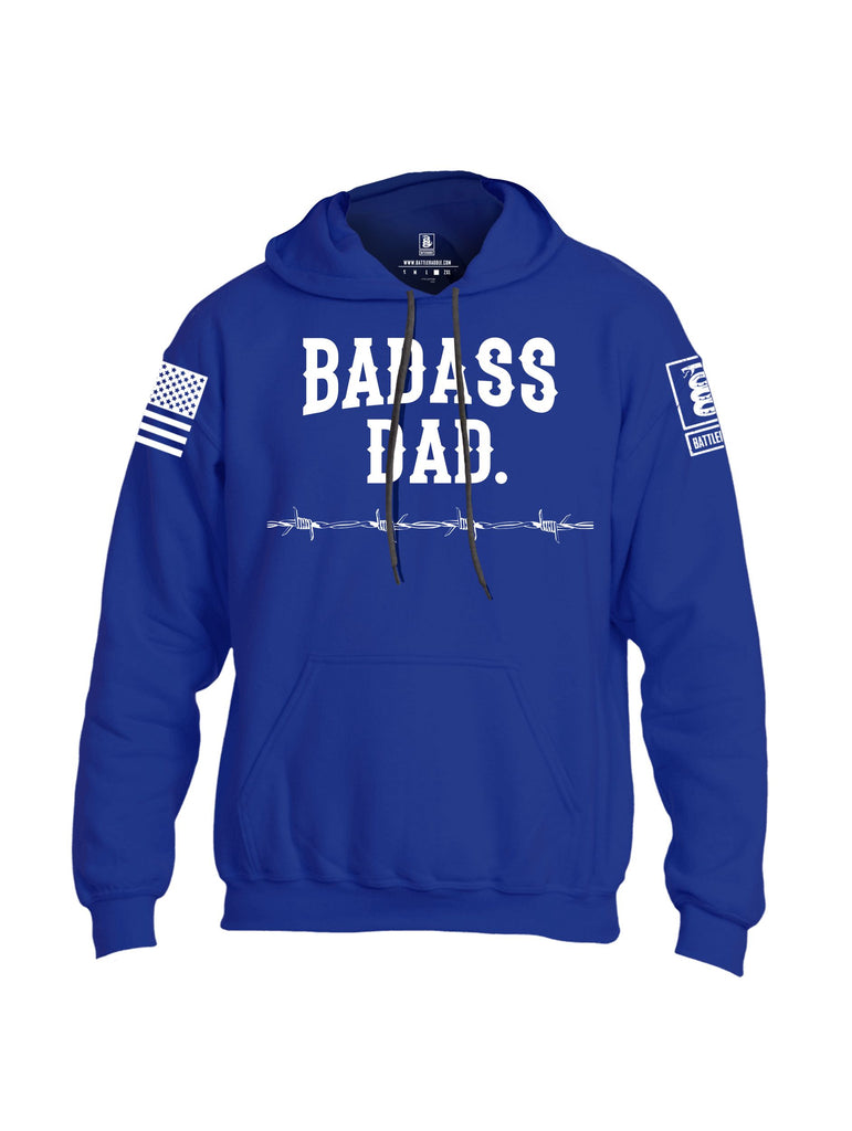 Battleraddle Badass Dad White Sleeves Uni Cotton Blended Hoodie With Pockets