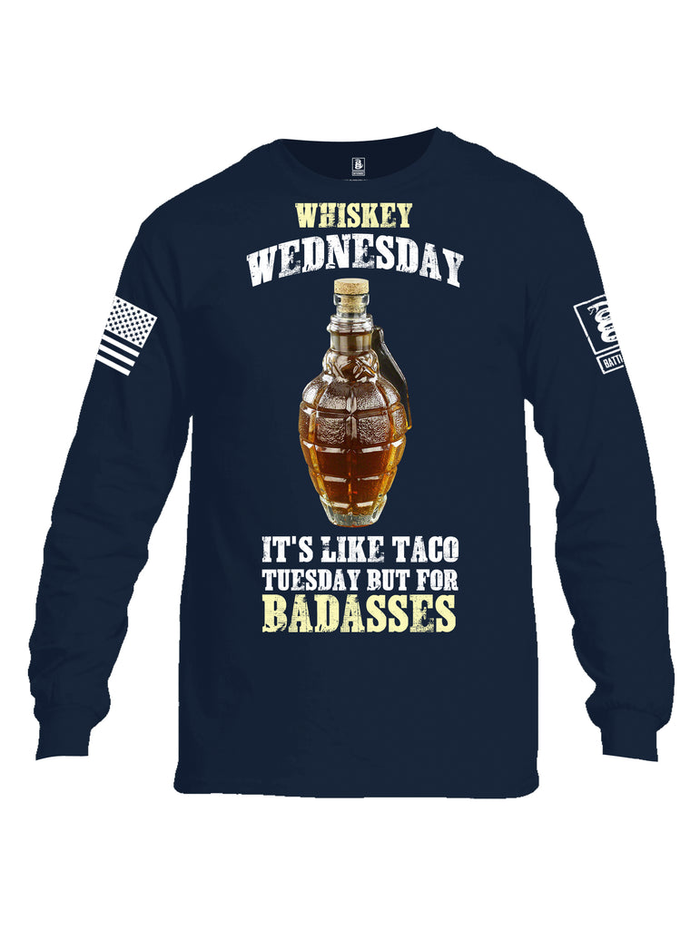 Battleraddle Whiskey Wednesday Is Like Taco Tuesday But For Badasses {sleeve_color} Sleeves Men Cotton Crew Neck Long Sleeve T Shirt