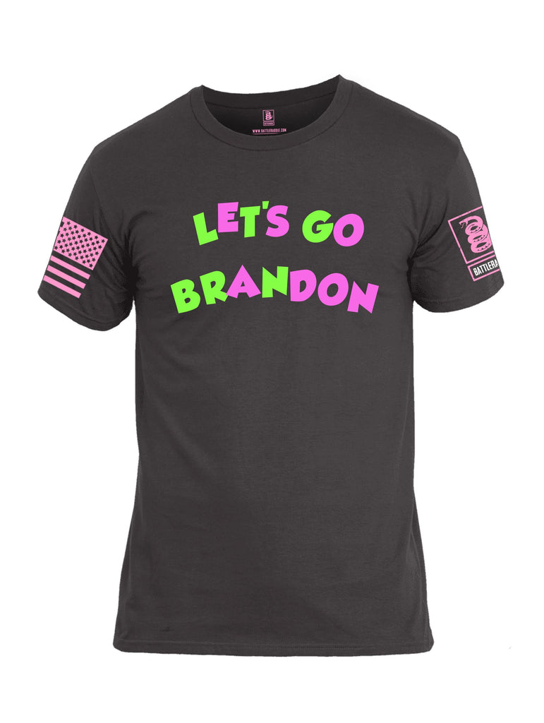 Battleraddle Lets Go Brandon Pink Sleeves Men Cotton Crew Neck T-Shirt