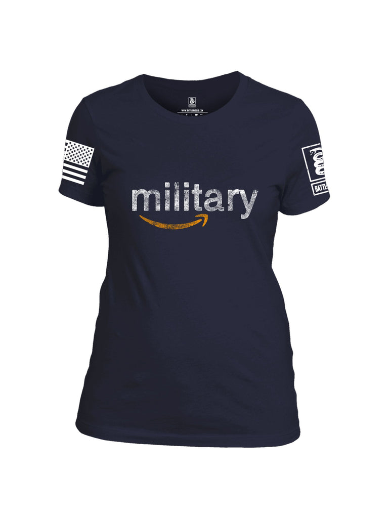 Battleraddle Military  White Sleeves Women Cotton Crew Neck T-Shirt