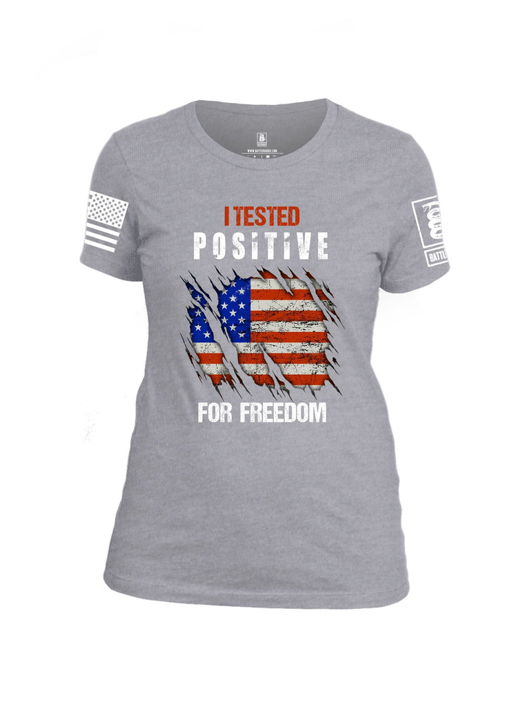 Battleraddle I Tested Positive For Freedom White Sleeves Women Cotton Crew Neck T-Shirt