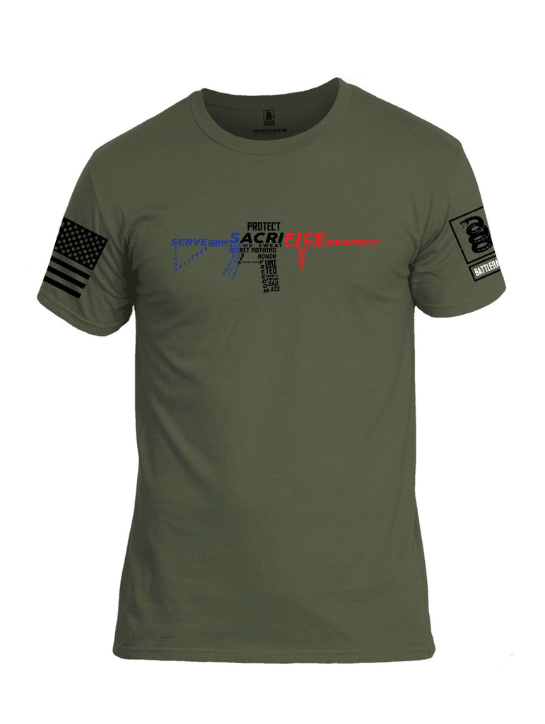Battleraddle Sacrifice Rifle Black Sleeves Men Cotton Crew Neck T-Shirt
