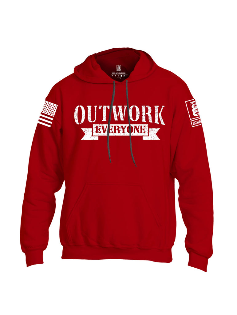 Battleraddle Outwork Everyone White Sleeves Uni Cotton Blended Hoodie With Pockets