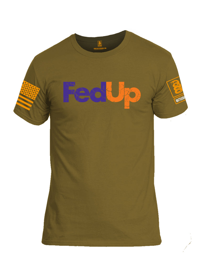 Battleraddle Fed Up Orange {sleeve_color} Sleeves Men Cotton Crew Neck T-Shirt