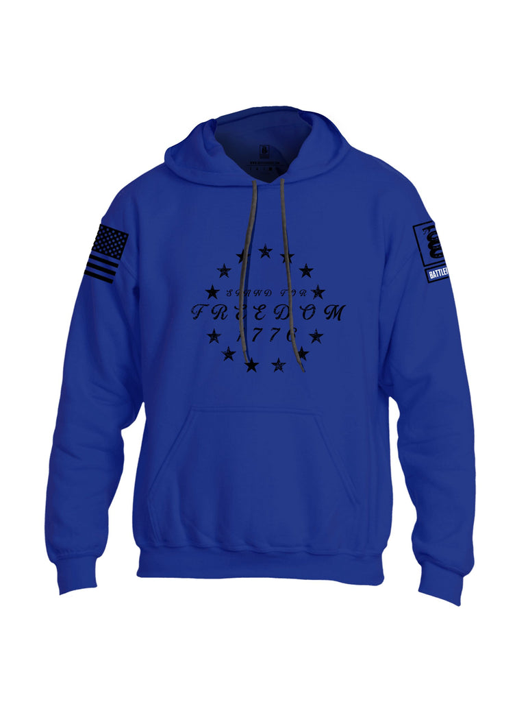 Battleraddle Stand For Freedom 1776 Black Sleeves Uni Cotton Blended Hoodie With Pockets