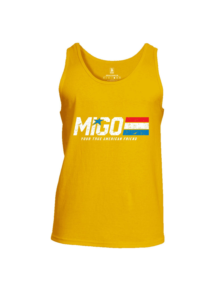 Battleraddle Migo Your True American Friend White Sleeves Men Cotton Cotton Tank Top