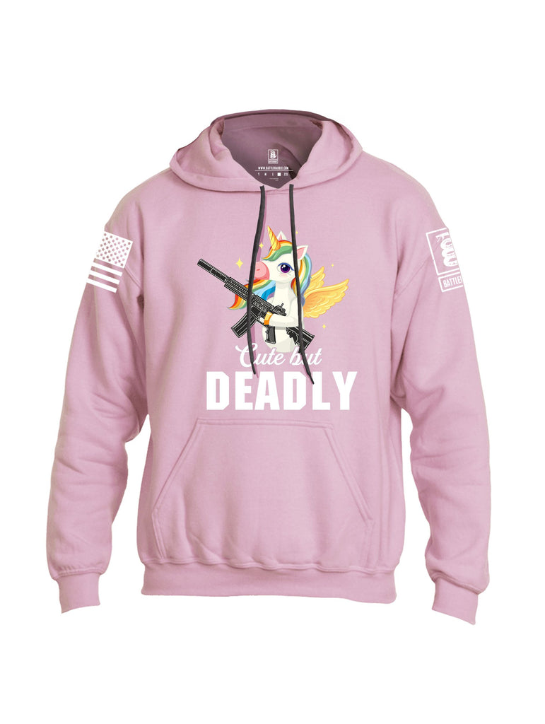 Battleraddle Cute But Deadly White Sleeves Uni Cotton Blended Hoodie With Pockets