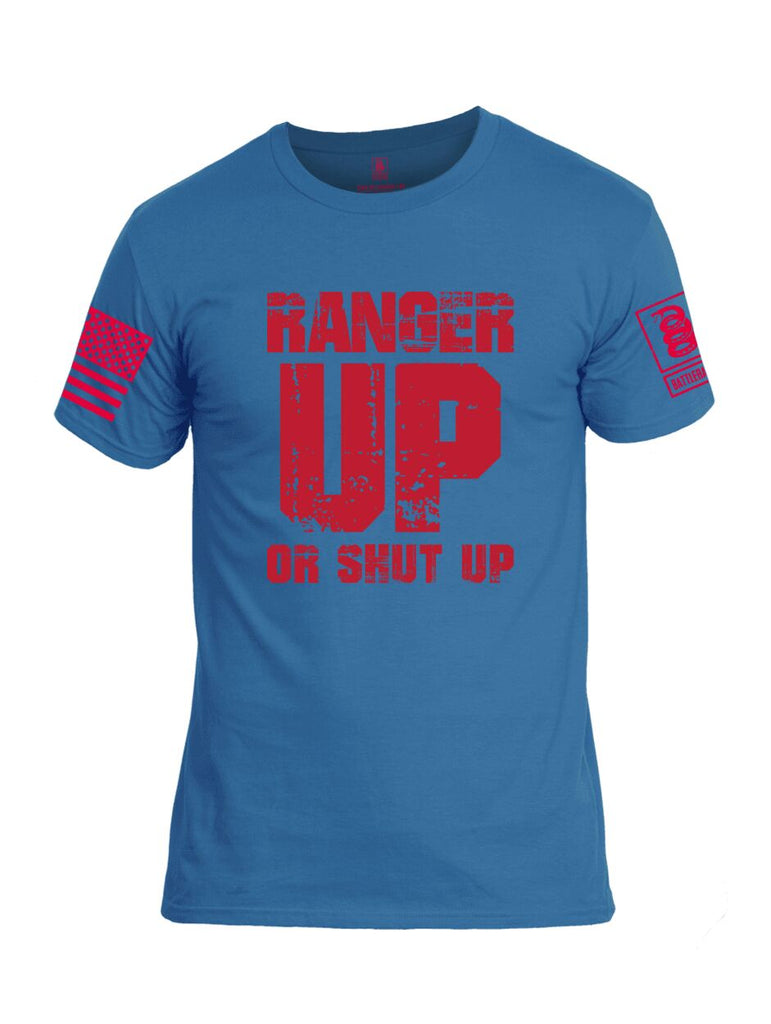 Battleraddle Ranger Up Or Shut Up Red Sleeve Print Mens Cotton Crew Neck T Shirt