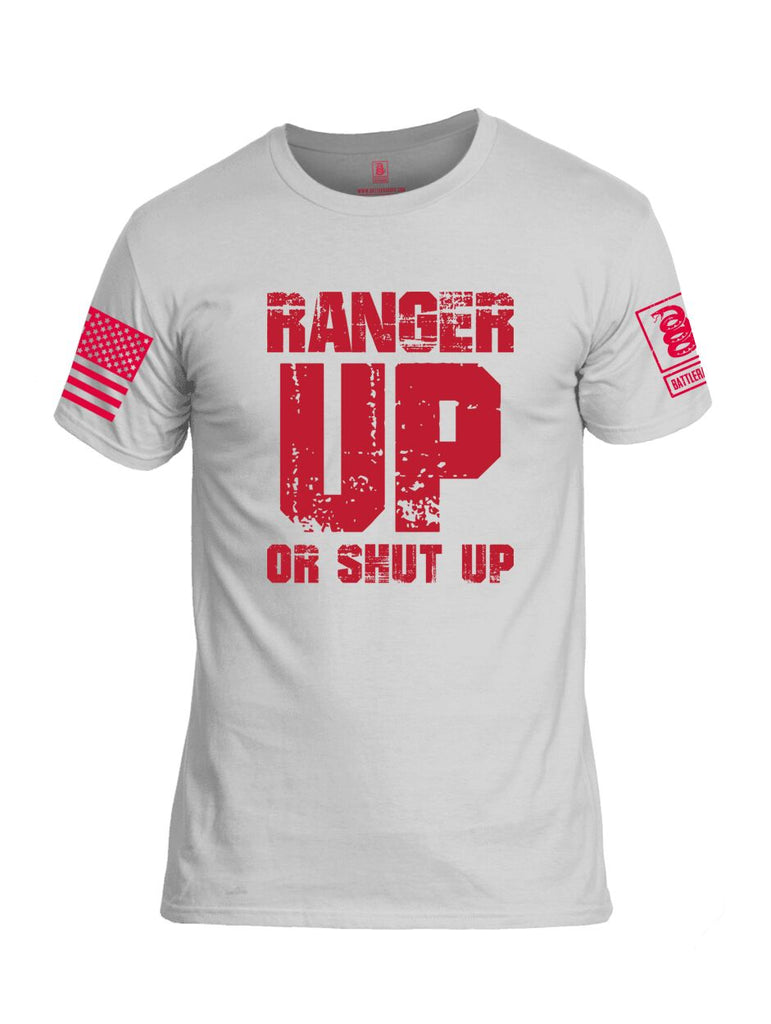 Battleraddle Ranger Up Or Shut Up Red Sleeve Print Mens Cotton Crew Neck T Shirt