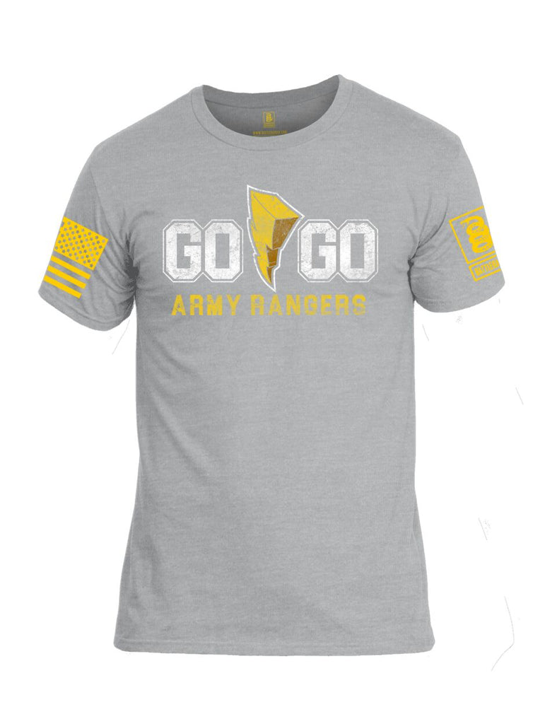 Battleraddle Go Go Army Rangers Yellow Sleeve Print Mens Cotton Crew Neck T Shirt