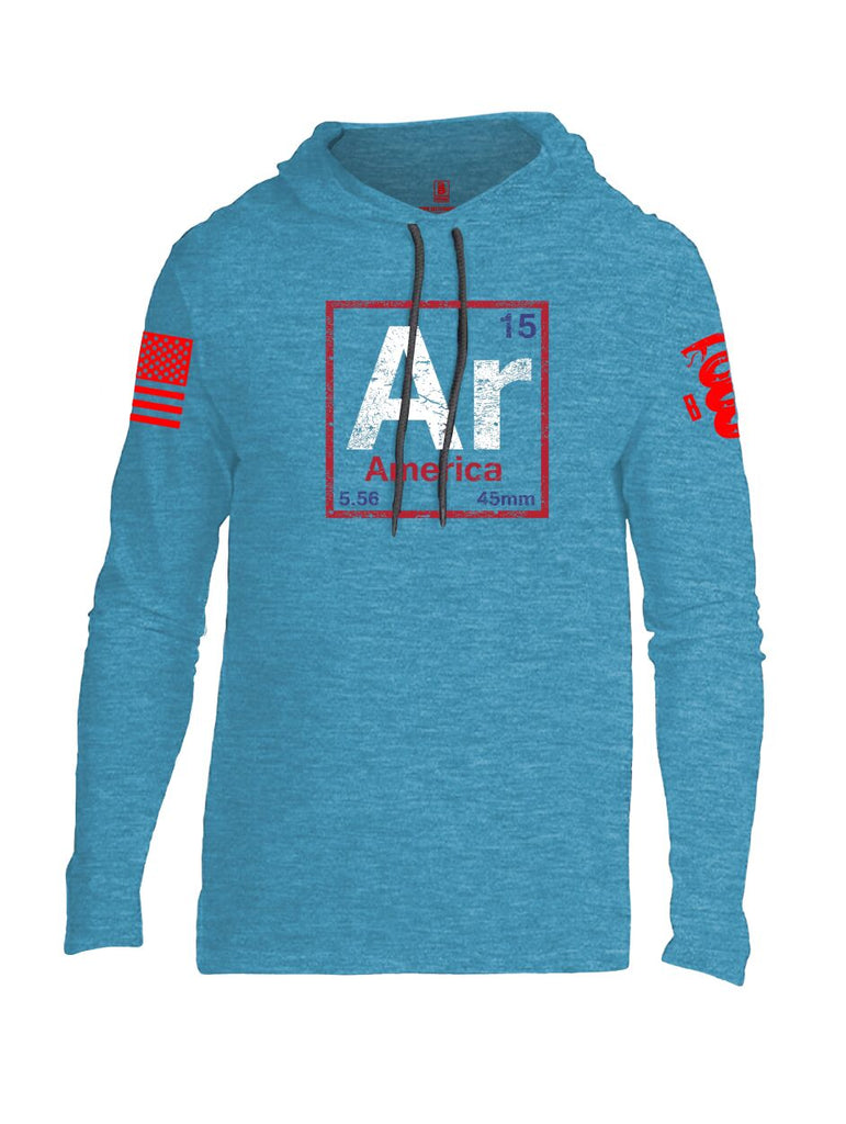 Battleraddle Periodic Table Of Elements Ar 15 5.56 45mm America V2 Red Sleeve Print Mens Thin Cotton Lightweight Hoodie