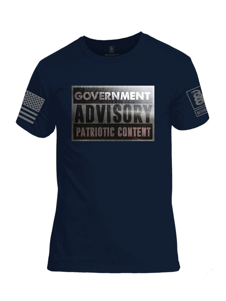 Battleraddle Government Advisory Patriotic Content Grey Sleeve Print Mens Cotton Crew Neck T Shirt