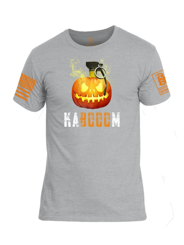 Battleraddle Kabooom Skull Pumpkin Orange Sleeve Print Mens Cotton Crew Neck T Shirt