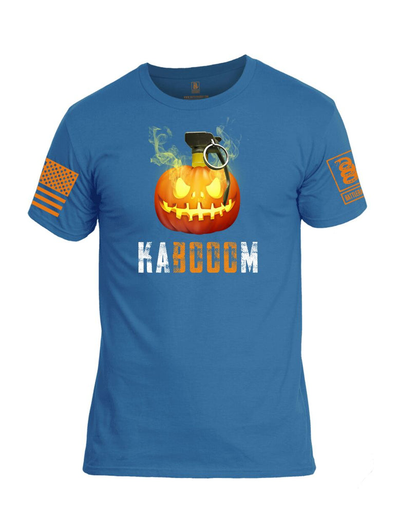 Battleraddle Kabooom Skull Pumpkin Orange Sleeve Print Mens Cotton Crew Neck T Shirt