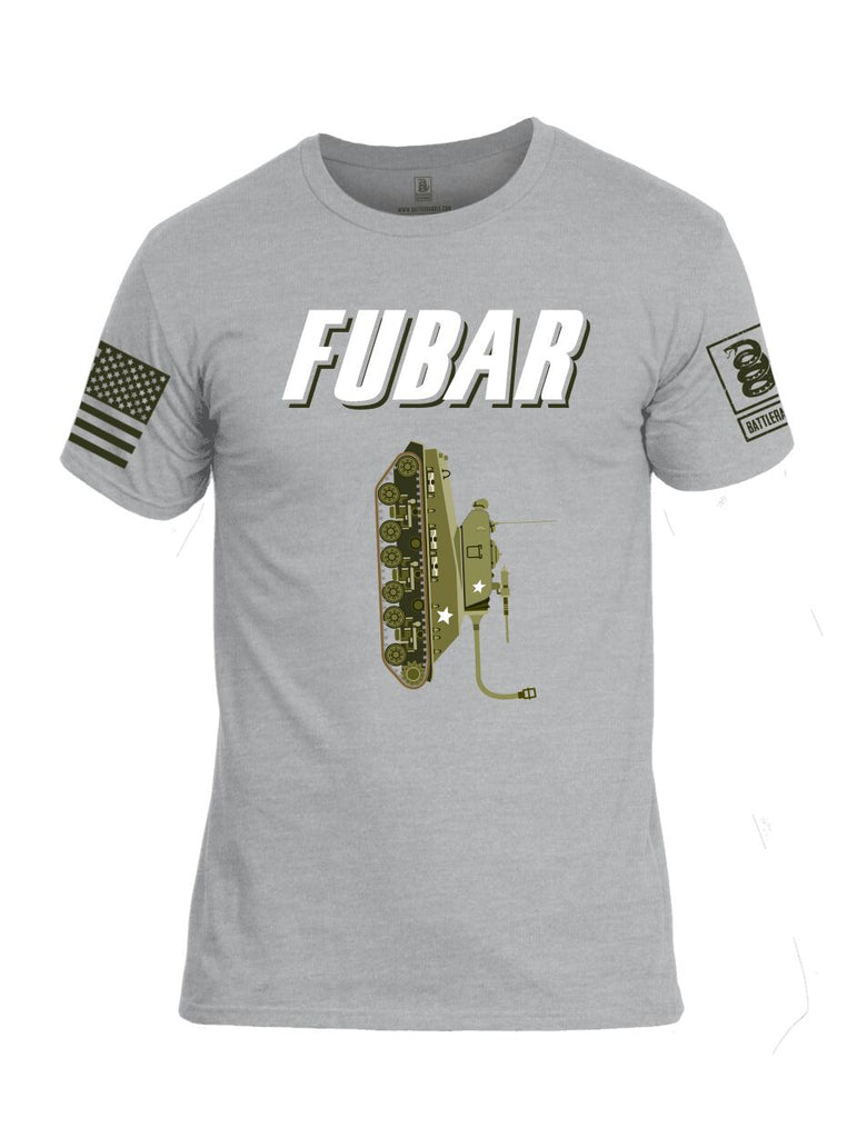 Battleraddle FUBAR V2 Dark Green Sleeve Print Mens Cotton Crew Neck T Shirt