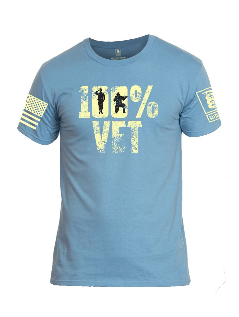 Battleraddle 100% Vet Light Yellow Sleeve Print Mens Cotton Crew Neck T Shirt - Battleraddle® LLC