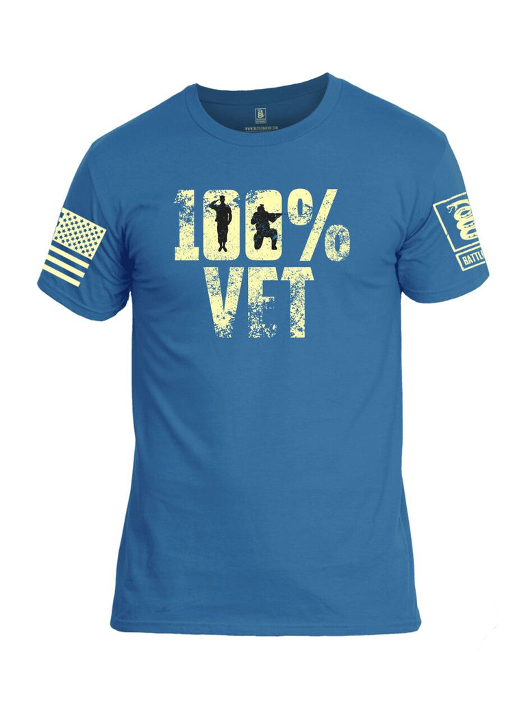 Battleraddle 100% Vet Light Yellow Sleeve Print Mens Cotton Crew Neck T Shirt - Battleraddle® LLC