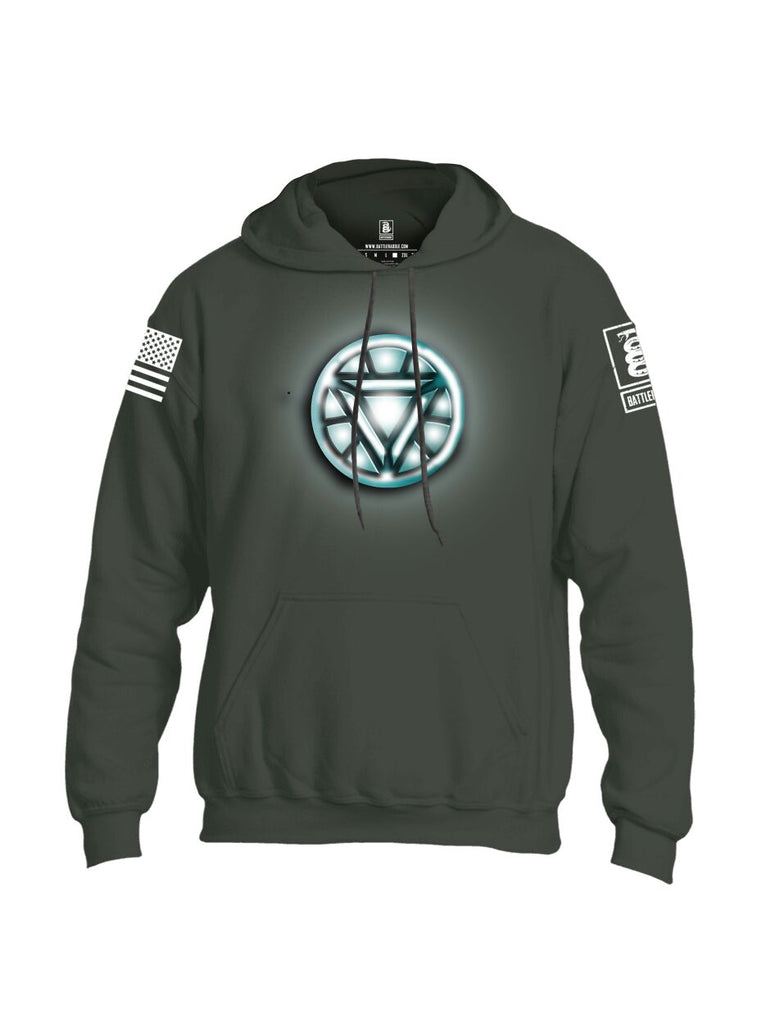 Battleraddle Iron Stark Chest ARC Reactor White Sleeve Print Mens Blended Hoodie With Pockets