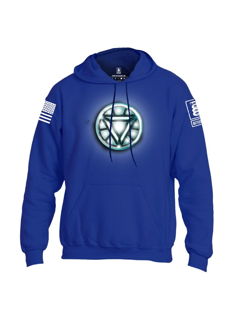 Battleraddle Iron Stark Chest ARC Reactor White Sleeve Print Mens Blended Hoodie With Pockets