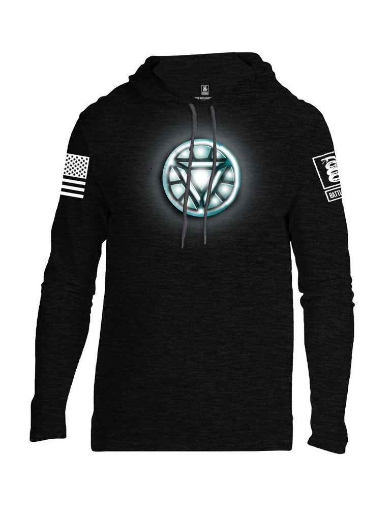 Battleraddle Iron Stark Chest ARC Reactor White Sleeve Print Mens Thin Cotton Lightweight Hoodie