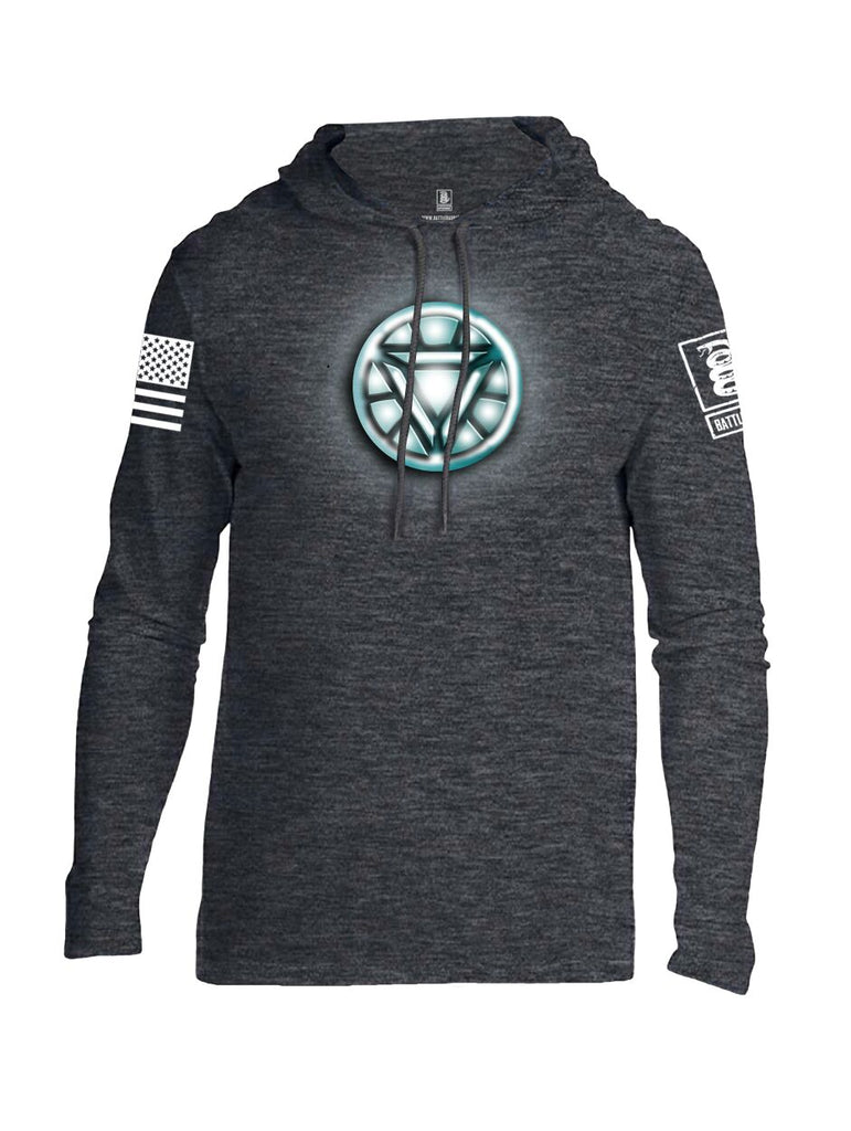 Battleraddle Iron Stark Chest ARC Reactor White Sleeve Print Mens Thin Cotton Lightweight Hoodie