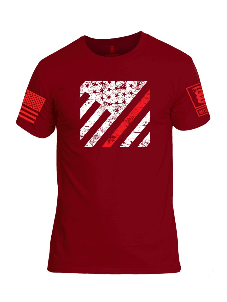 Battleraddle Vertical USA Flag Red Line Red Sleeve Print Mens Cotton C ...