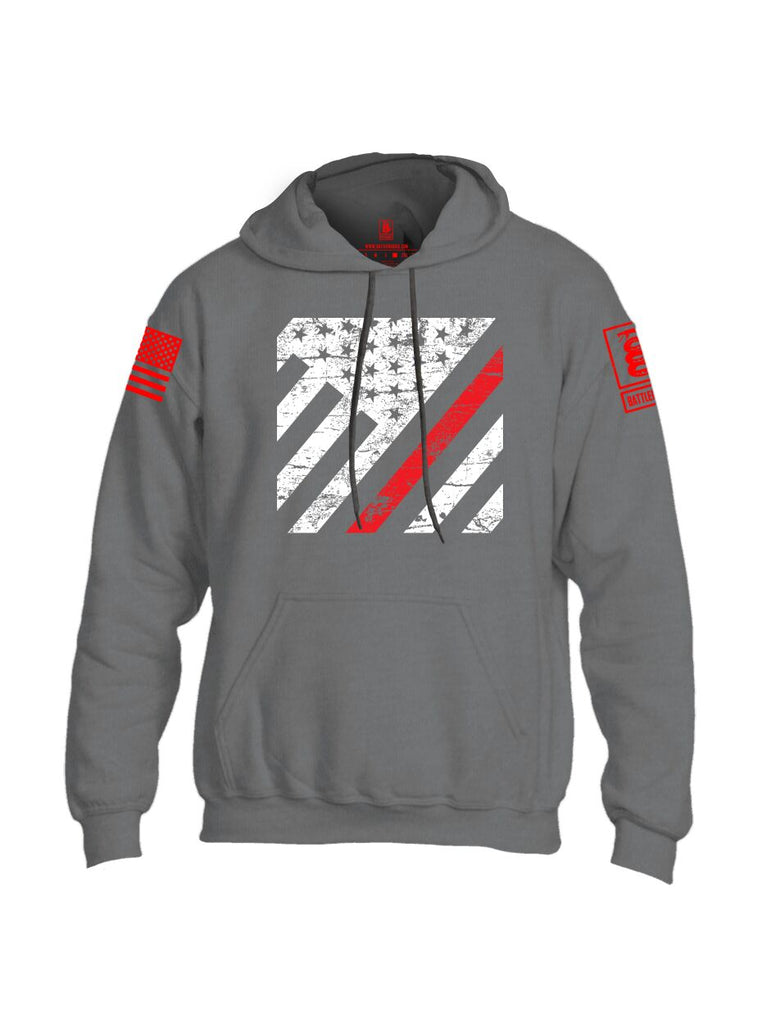 Battleraddle Vertical USA Flag Red Line Red Sleeve Print Mens Blended Hoodie With Pockets