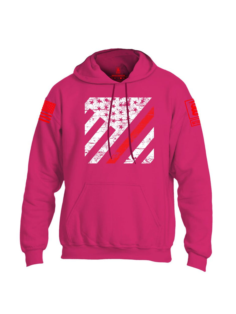 Battleraddle Vertical USA Flag Red Line Red Sleeve Print Mens Blended Hoodie With Pockets