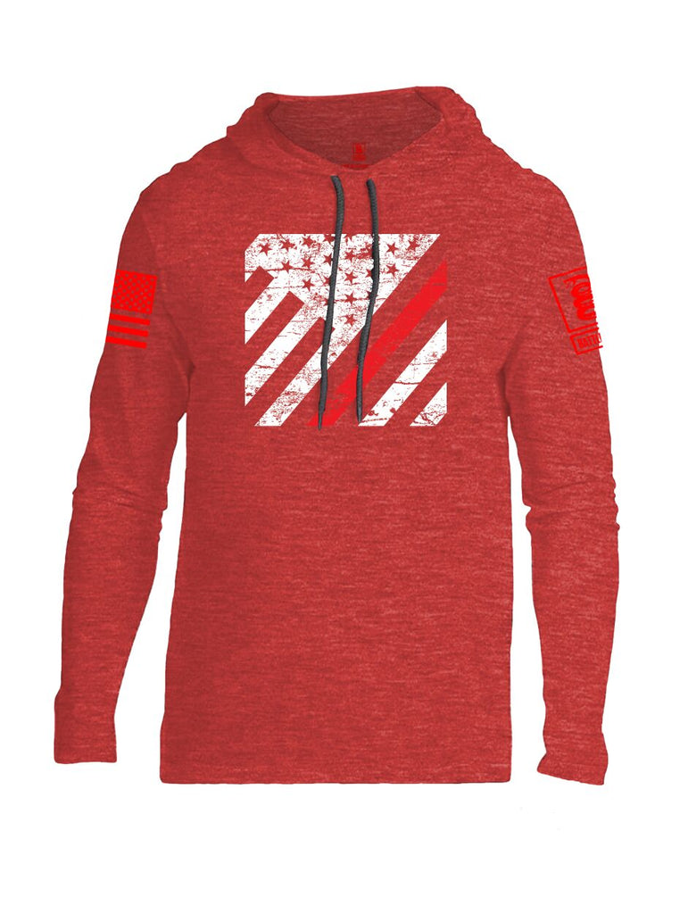 Battleraddle Vertical USA Flag Red Line Red Sleeve Print Mens Thin Cotton Lightweight Hoodie