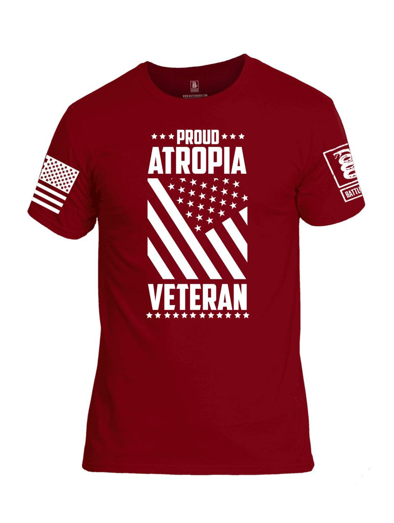 Battleraddle Proud Atropia Veteran White Sleeve Print Mens Cotton Crew Neck T Shirt