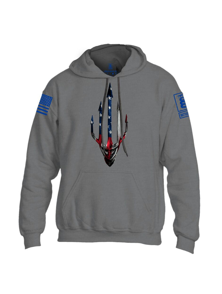 Battleraddle Water Man Trident USA American Flag Blue Sleeve Print Mens Blended Hoodie With Pockets