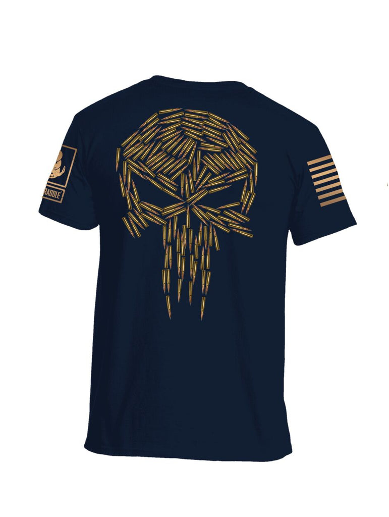 Battleraddle Spartan Brass Skull Bullets vs Mr Expounder Expounder Brass Skull Bullets Brass Sleeve Print Mens Cotton Crew Neck T Shirt