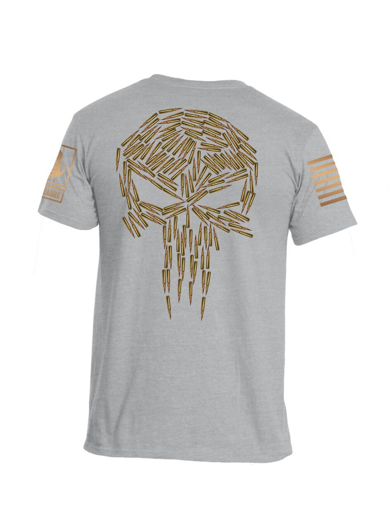 Battleraddle Spartan Brass Skull Bullets vs Mr Expounder Expounder Brass Skull Bullets Brass Sleeve Print Mens Cotton Crew Neck T Shirt