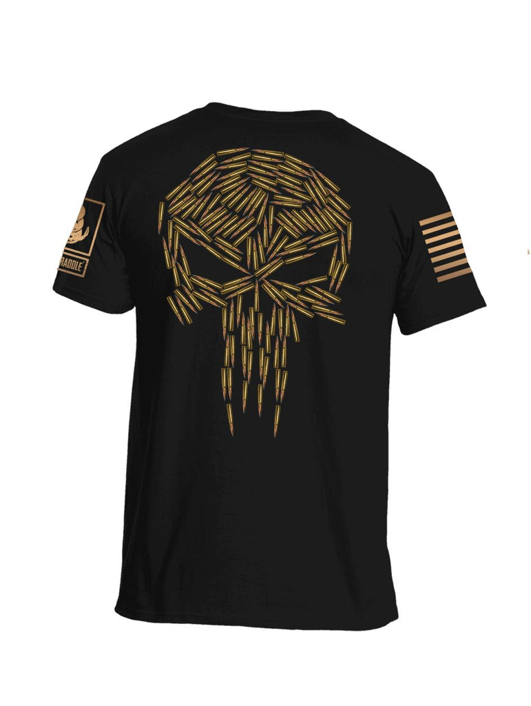 Battleraddle Spartan Brass Skull Bullets vs Mr Expounder Expounder Brass Skull Bullets Brass Sleeve Print Mens Cotton Crew Neck T Shirt