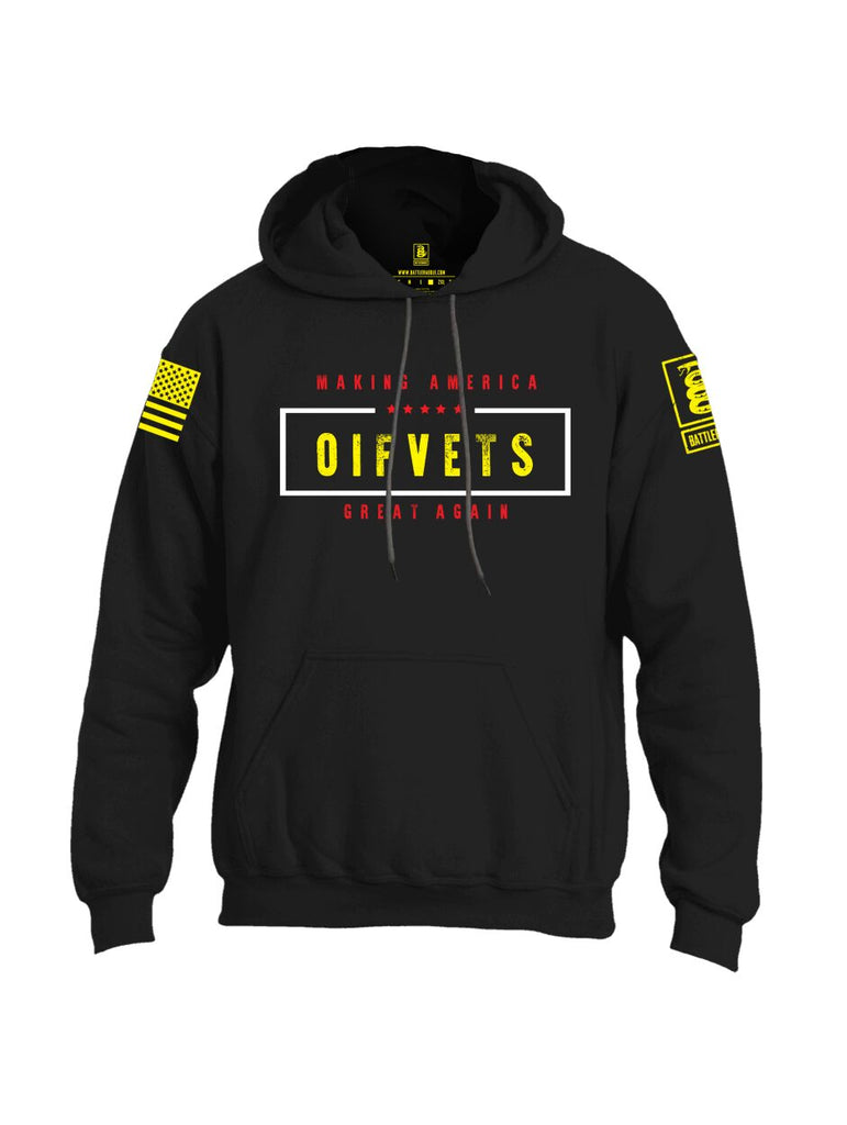 Battleraddle Making America OIF VETS Great Again Yellow Sleeve Print Mens Blended Hoodie With Pockets