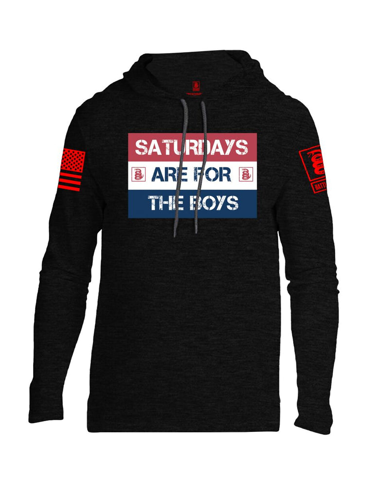 Battleraddle Saturdays Are For The Boys Red Sleeve Print Mens Thin Cotton Lightweight Hoodie