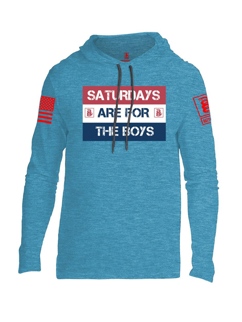 Battleraddle Saturdays Are For The Boys Red Sleeve Print Mens Thin Cotton Lightweight Hoodie