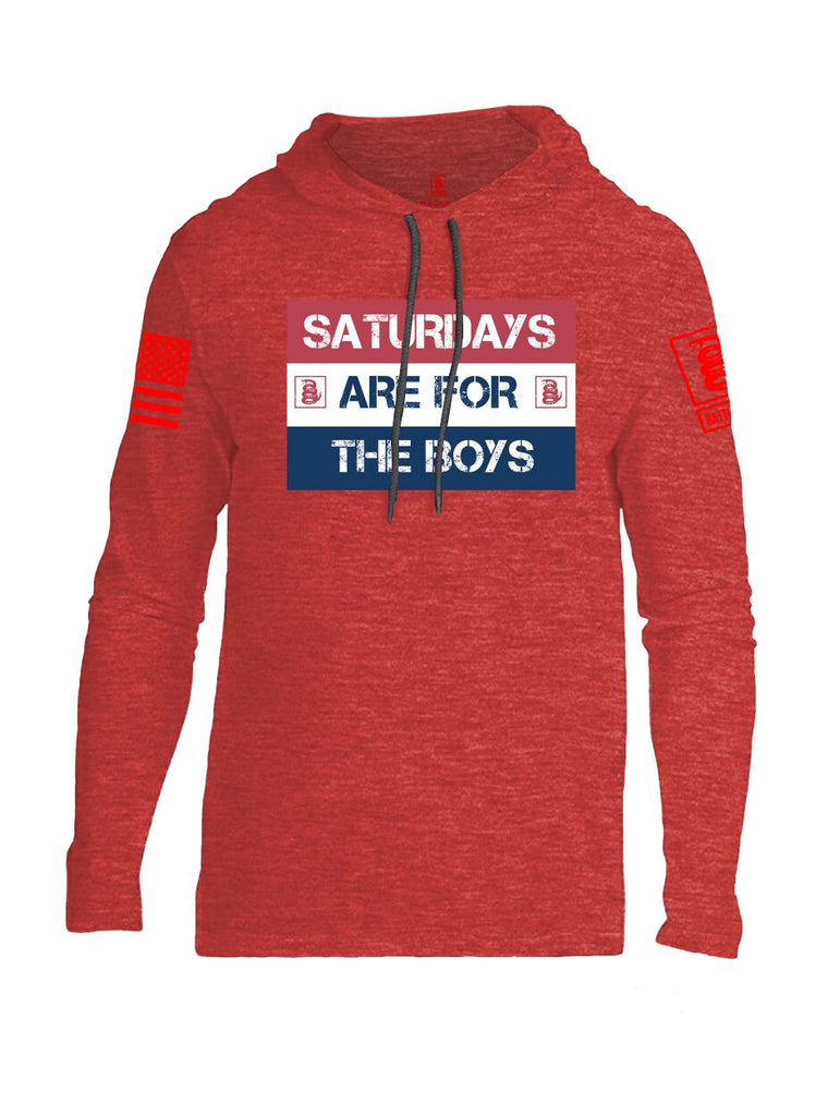 Battleraddle Saturdays Are For The Boys Red Sleeve Print Mens Thin Cotton Lightweight Hoodie