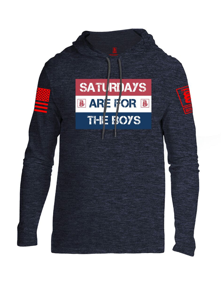 Battleraddle Saturdays Are For The Boys Red Sleeve Print Mens Thin Cotton Lightweight Hoodie