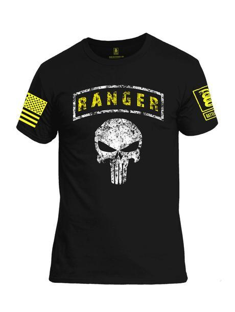 R.A.N.G.E.R. YELLOW SLEEVE PRINT MENS BLACK COTTON T SHIRT