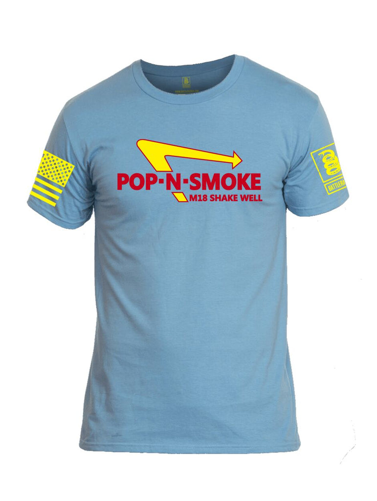 Battleraddle Pop-N-Smoke M18 Shake Well V1 Yellow Sleeve Print Mens Cotton Crew Neck T Shirt