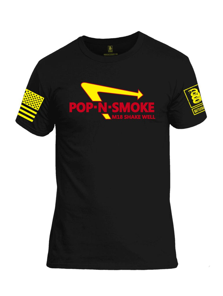 Battleraddle Pop-N-Smoke M18 Shake Well V1 Yellow Sleeve Print Mens Cotton Crew Neck T Shirt