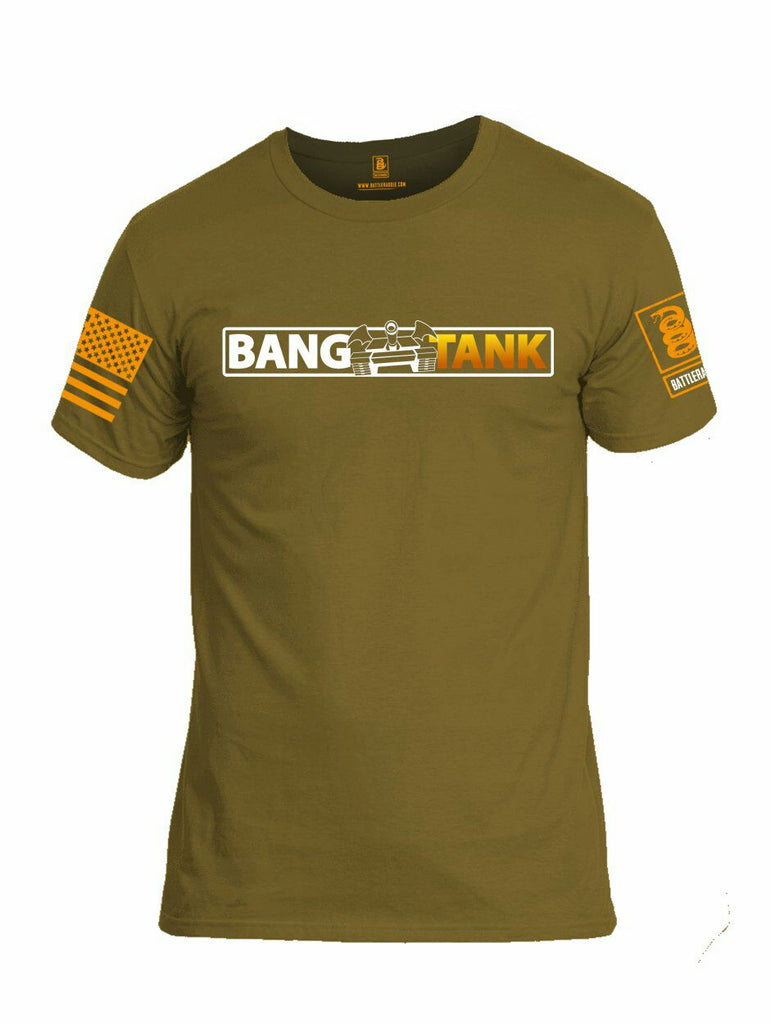 Battleraddle Bang Tank V2 Orange Sleeve Print Mens Cotton Crew Neck T Shirt - Battleraddle® LLC