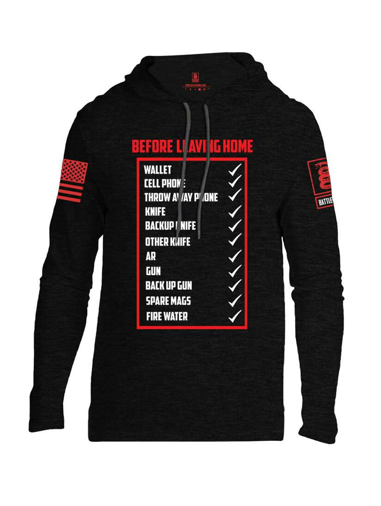 Battleraddle Before Leaving Home Red Sleeve Print Mens Thin Cotton Lightweight Hoodie